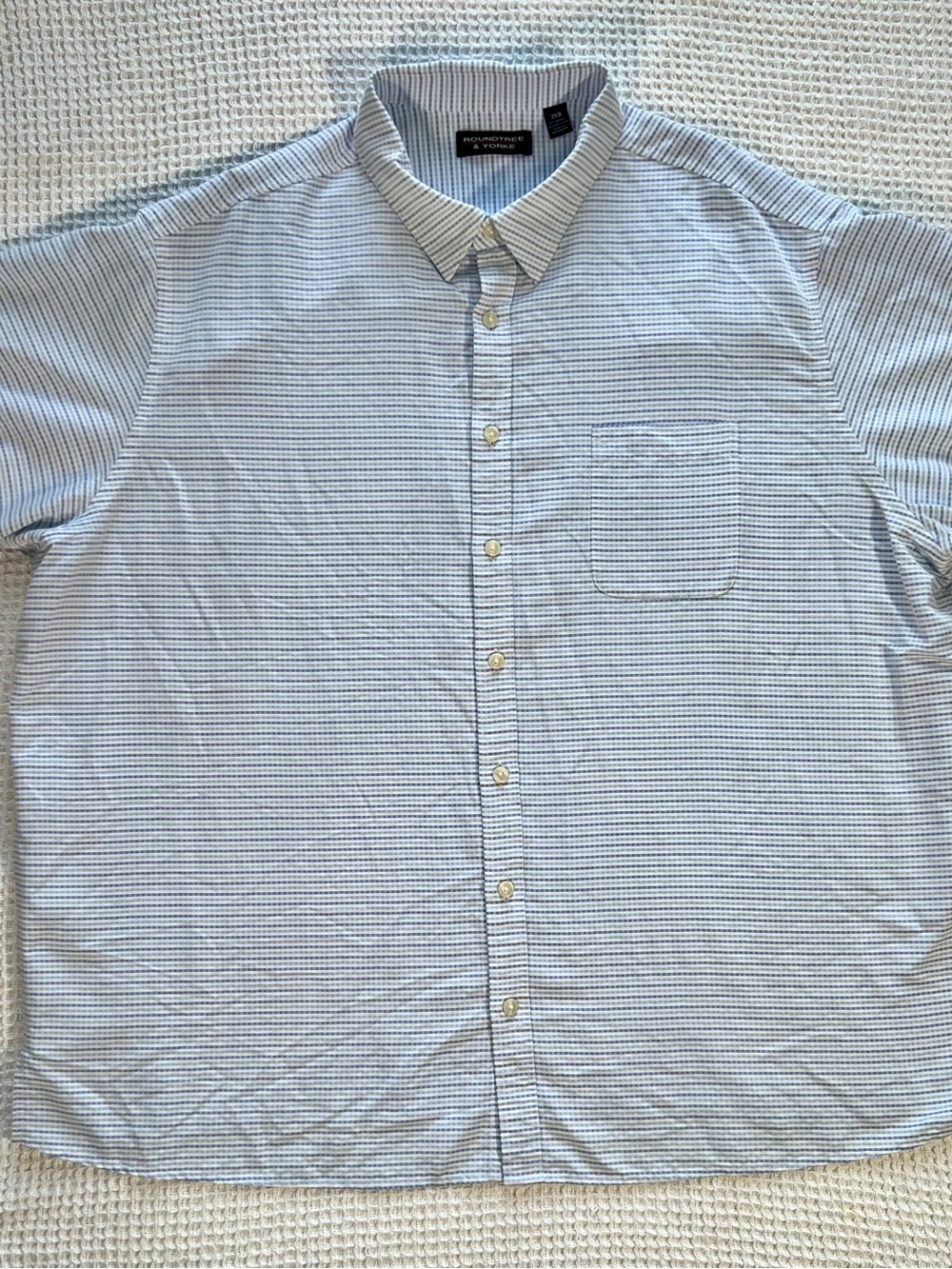Roundtree & Yorke Light Blue Striped Men’s Button-Down Shirt